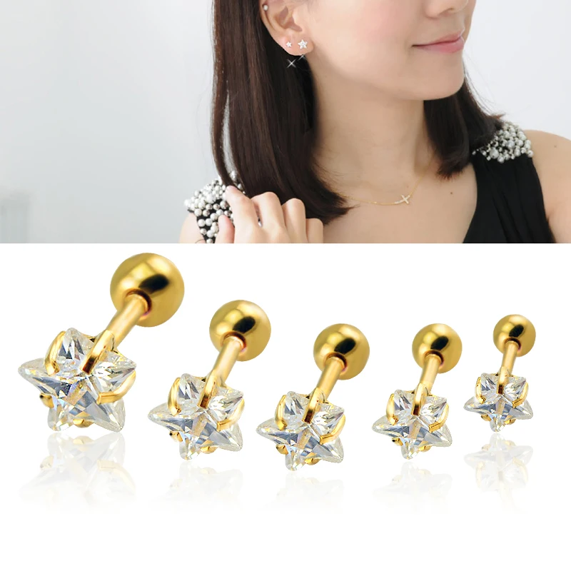 Женские серьги гвоздики из нержавеющей стали с фианитом 3 8 мм|fashion stud earrings|stud