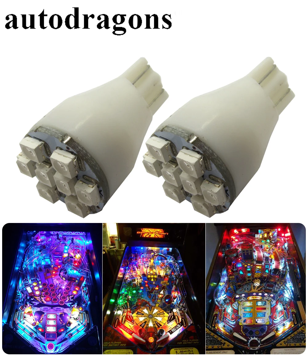 10 шт. светодиодные лампы для пинбола autodragon 3528SMD 12В 13В T15 921 #906|led wedge lights|led 1010 led |