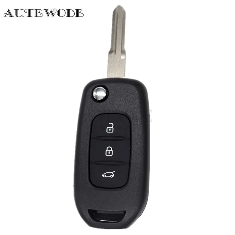 AUTEWODE дистанционный откидывающийся Автомобильный ключ оболочка подходит для Renault Kadjar Koleos 3 кнопочный ключ пустой брелок черный неразрезанный корпус чехол для ключа крышка