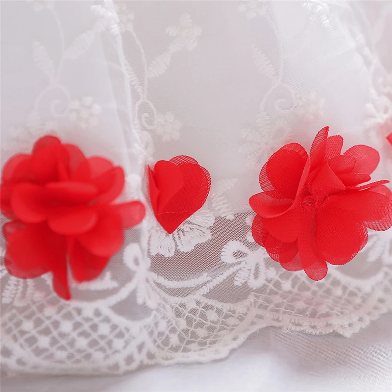 

Cute Flower Baby Dress Girl Christening Clothes New White Embroidery Infant Birthday Wedding Party Dresses Newborn