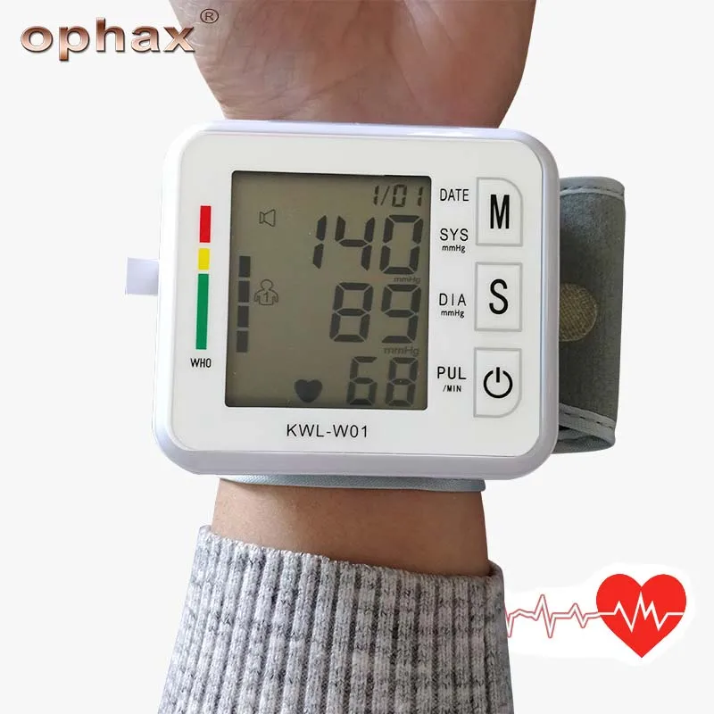 OPHAX цифровой автоматический измеритель артериального давления на запястье, Пульсоксиметр для измерения пульса, портативный тонометр с голосом
