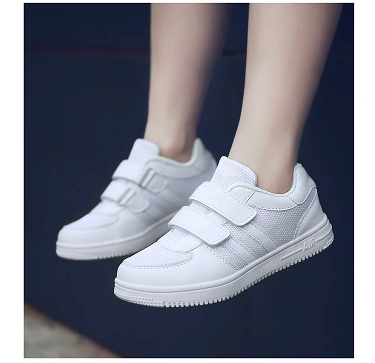 Kid Running Shoes White Sneakers For Boys Sport Shoes Pu Leather Tenis Infantil Girls Footwear Velcro Casual Chaussure Enfant
