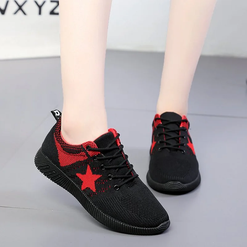 Женские кроссовки летняя и осенняя Черная женская обувь новая сетчатая красная