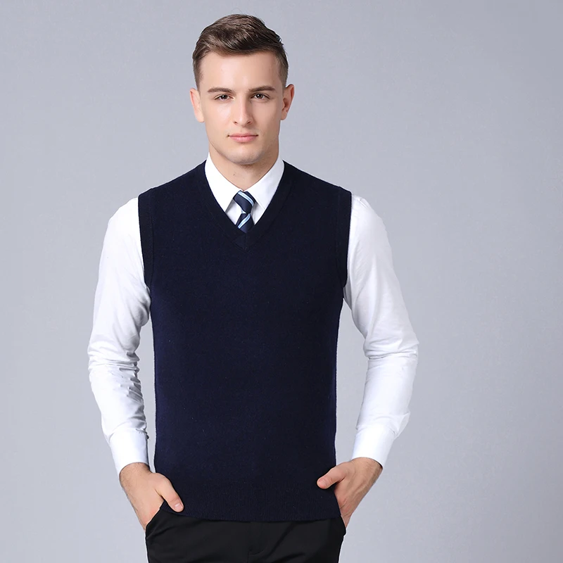 Новинка 2018 осень и зима мужской толстый свитер из чистой шерсти жилет с v образным