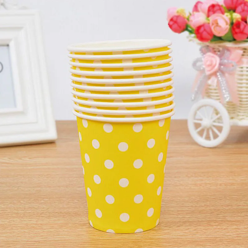НОВЫЕ одноразовые бумажные чашки 10 шт. разлагаемые желтые синие красные