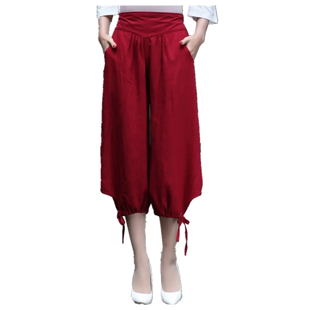 Брюки Капри женские льняные с поясом на резинке 3 цвета|pants pants|pants colorpant wide |