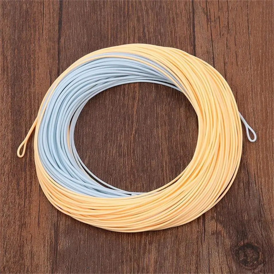 Maximumcatch 100FT двойной цвет Fly Line WF плавающий с двумя сварными петлями - Цвет: Light beige Power bl