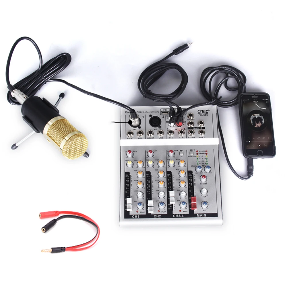 Мини бытовой портативный аудио микшер с USB DJ звуковой микшерный пульт 48 в усилитель для караоке KTV вечерние аудио микшер