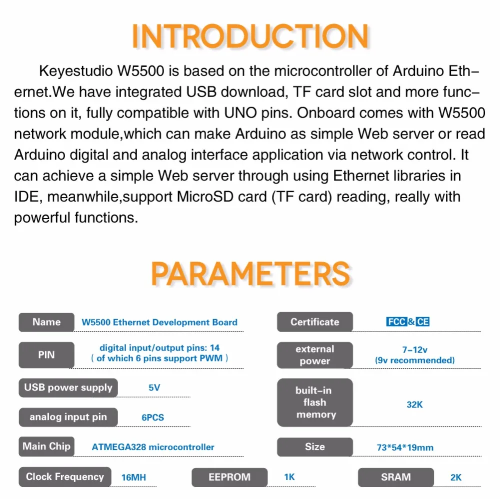Keyestudio W5500 ETHERNET   Arduino   ( POE) CE/ FCC