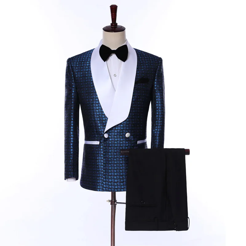 

YUSHU Male Wedding Groom Suits Shawl Collar Slim Fit Tuxedo Men Formal Business Work Wear Suits (Jacket+Pants)