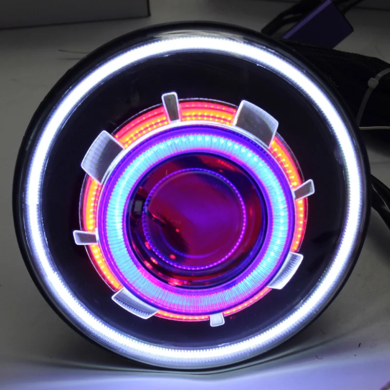 Цветная (RGB) Управление Led демон глаз головной светильник s злой для Jeep Wrangler Hummer H1 H2 защитник Harley rgb