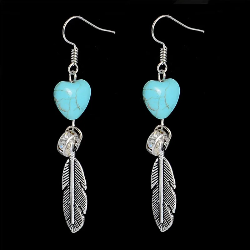 Женские серьги подвески с натуральным камнем в форме пера|womens dangle earrings|dangle