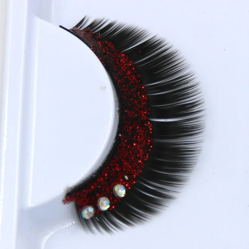 Новинка красная пудра YOKPN Мерцающие Накладные ресницы Латиноамериканский макияж