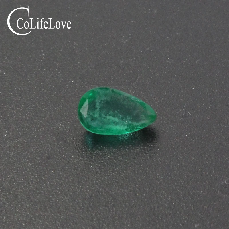 

Only one piece pear cut emerald loose gemstone for wedding ring 0.45 ct 3.7 mm * 6.3 mm real natural Zambia emerald