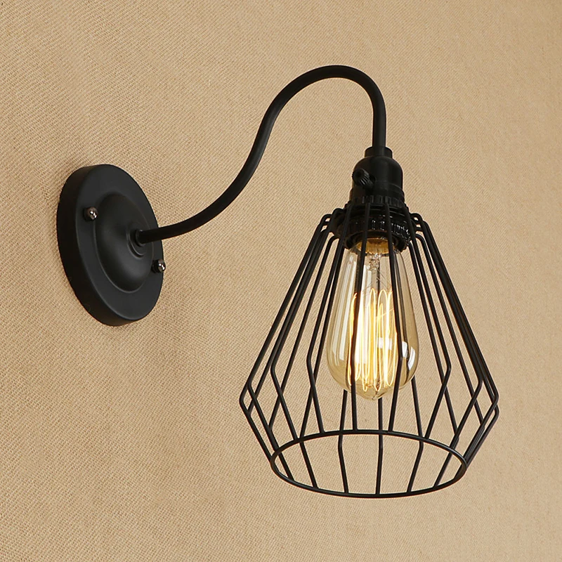

LED E27 wall lamp with switch indoor Stairs wall light iron lampshade for living room bedroom restaurant bar caffe 110v