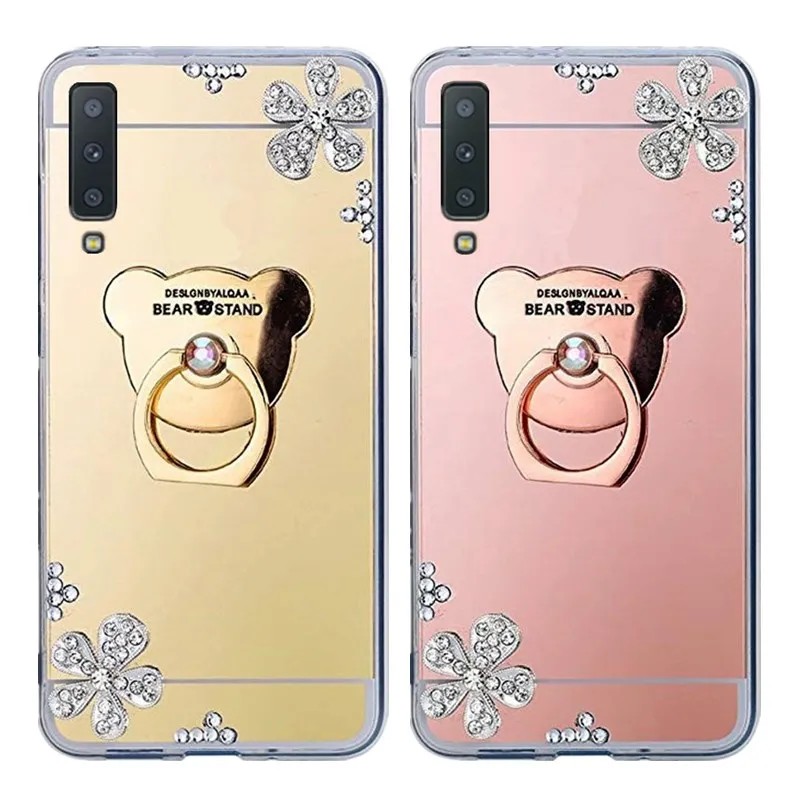 Роскошный противоударный зеркальный чехол бампер для Samsung Galaxy A7 2018 A750F A9 S10 5G A40 A50