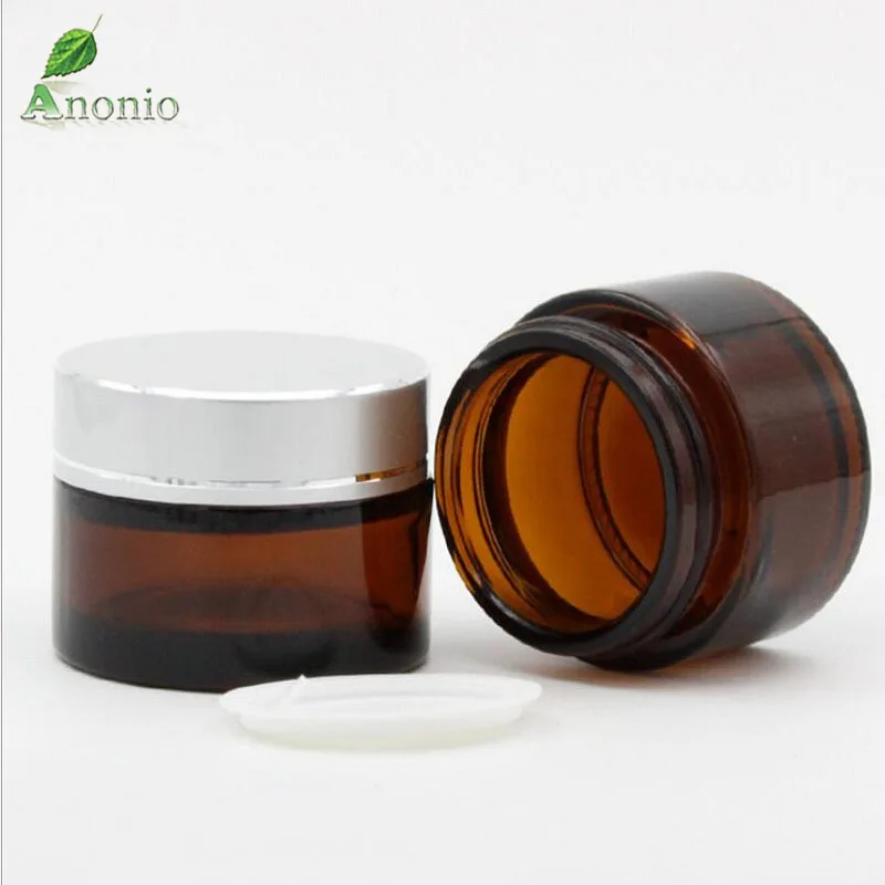 3PCS 10g 20g 30g 50g 80g Empty Brown Glass Bottle Eye Cream Container Black Lid for Concealer Face Cream Glass Cosmetic S070C
