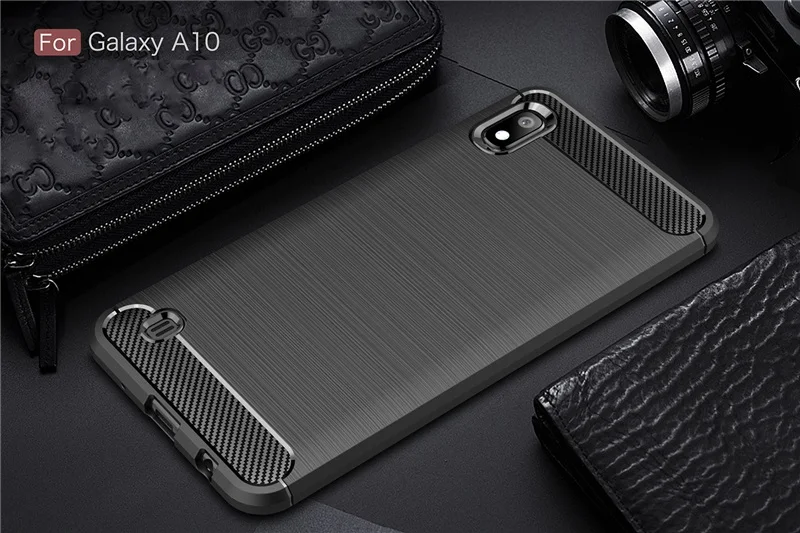 Для samsung Galaxy A10 чехол 1:1 моделирующий чехол из углеродного волокна противоударный чехол для телефона для samsung A 10 чехол Полная защита бампер - Цвет: Черный