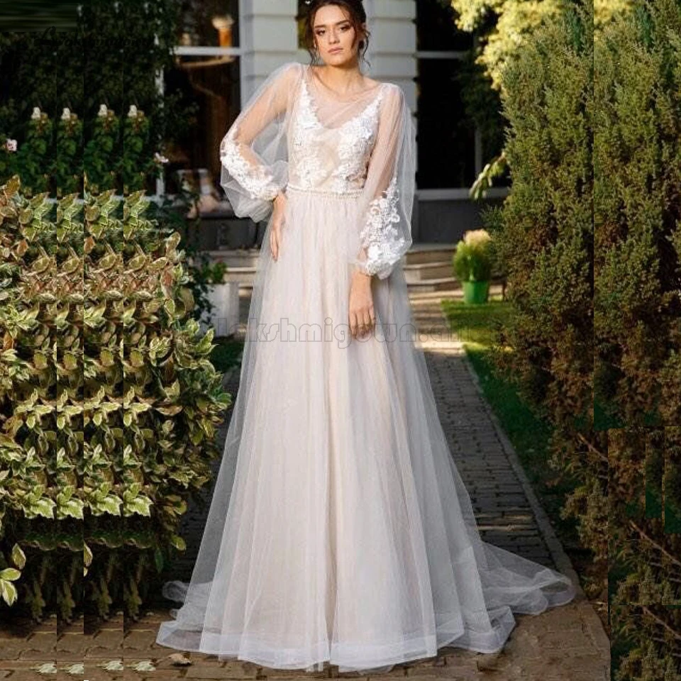 Женское свадебное платье в стиле бохо lakshmidress трапециевидной формы с цветочным