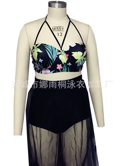 2017 большой размер бандажный купальник с высокой талией Мягкий Купальник для