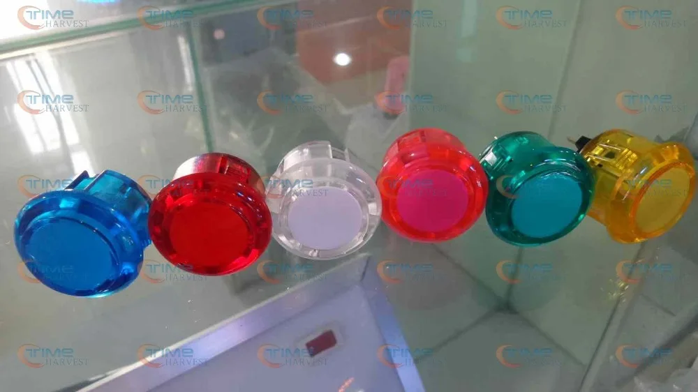 

10 pcs Transparence Push Button Build-In Microswitch Locking Round Push Button 6 Colour Available Arcade Parts for game machine