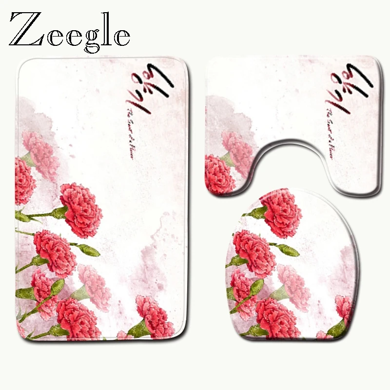 Zeegle микрофибра Ванная комната Впитывающий Коврик для ванны с цветочным рисунком