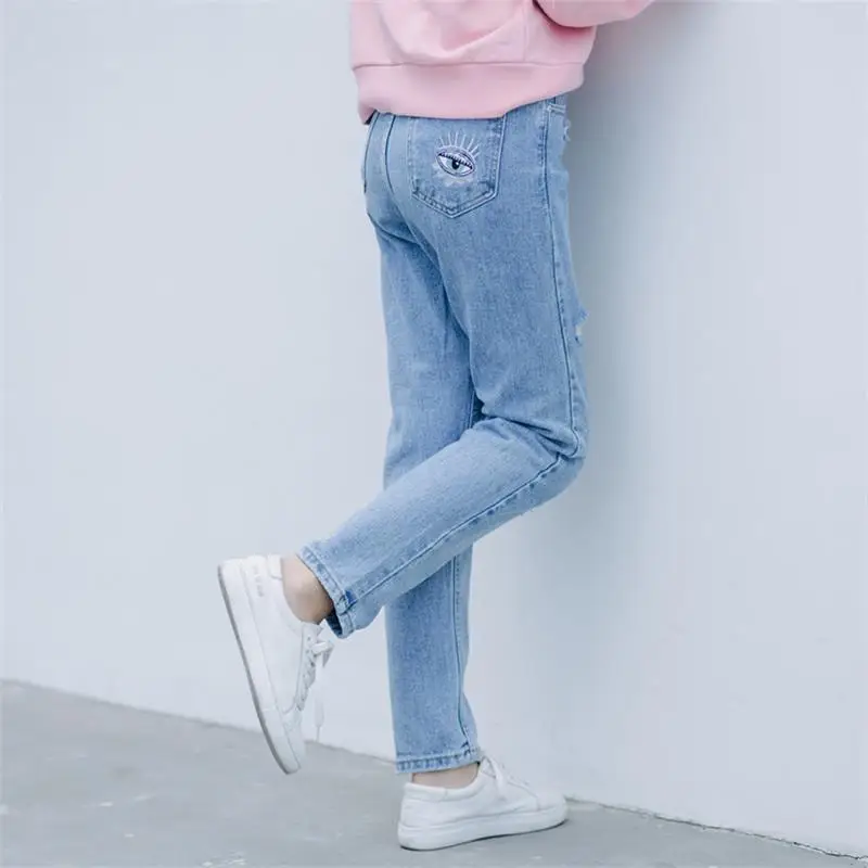 2019 женские Kawaii винтажные новые Изношенные Глаза Вышитые высокой талией