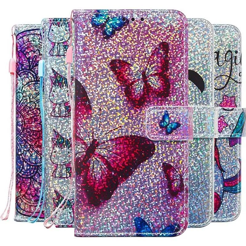 Блестят чехол для samsung Galaxy S10E S10 S9 S8 A7 j4 j6 плюс M30 M20 M10 A10 A20 A30 A40 A50 A70 Бумажник Стенд Крышка E03Z