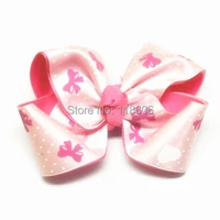 freeshipping 200pcslot two layers pink floral print ribbon hair ornament perfect for girls