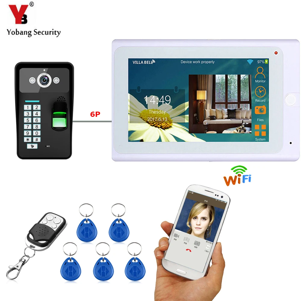 YobangSecurity WiFi беспроводной видео дверной звонок Домофон камера система отпечатков