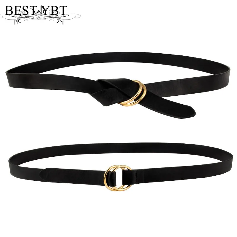 Женский ремень YBT с двумя пуговицами повседневный персонализированным узлом