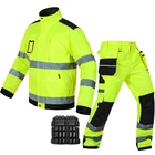 Светоотражающая Рабочая куртка Bauskydd, рабочие брюки с наколенниками, бесплатная доставка