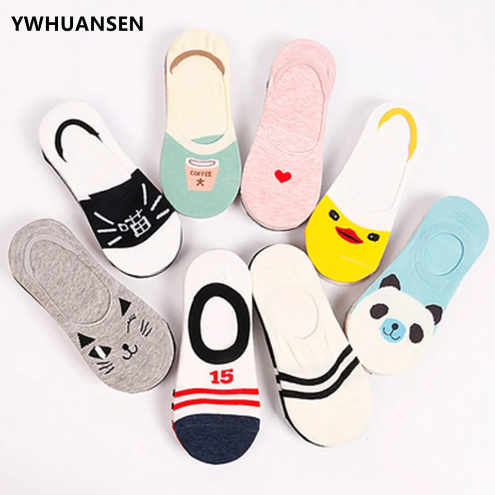 YWHUANSEN 5 пара/лот Мультяшные женские носки Popsocke хлопковые лоферы лодка