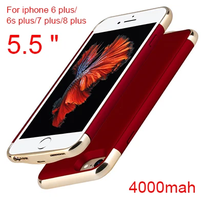 Slim Ultra Thin Battery Charger Case For iPhone 8 7 6 6s Plus Power Bank Battery Charger Phone Case For iPhone 6 6 s 7 8 X XS - Цвет: 6P 6SP 7P 8P Red