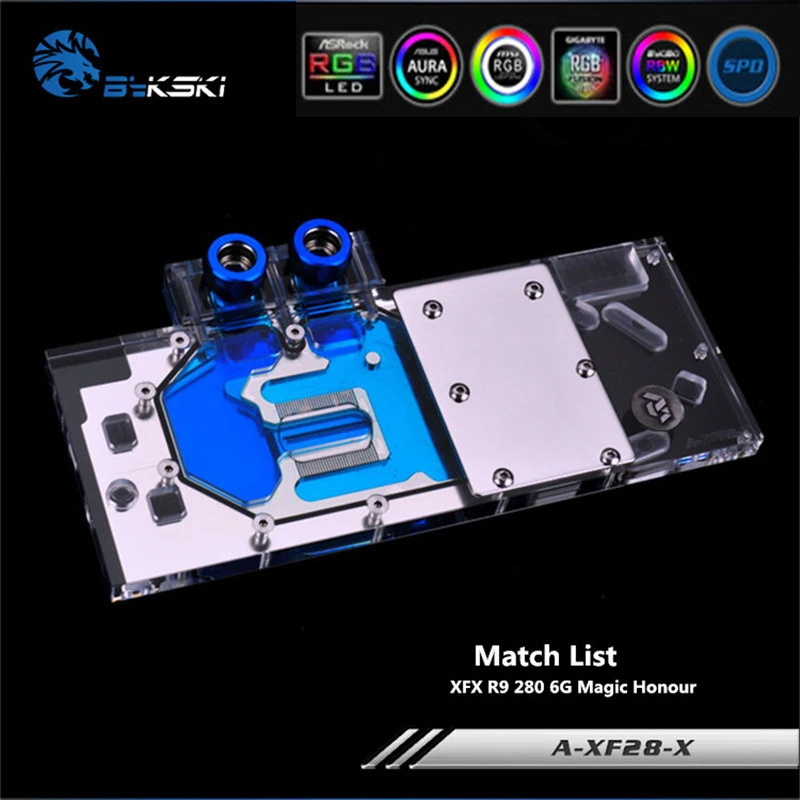 Bykski A-XF28-X Full Coverage GPU Water Block For XFX R9 280 6G Magic Honour Graphics Card Cooler Heatsink Watercooling | Компьютеры и
