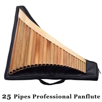 25 pipes panflute professional bamboo flute panpipes musical instrument pan flauta curved transverse ethnic instrumento with bag