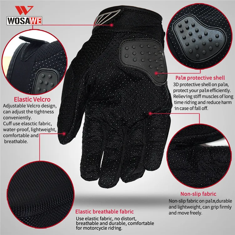 WOSAWE moto rcycle перчатки полный палец moto крест перчатки Luvas Guantes перчатки moto queiro Guantes moto cicleta Luvas de moto
