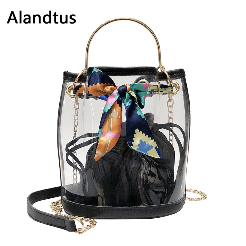 Alandtus женская сумка через плечо прозрачная повседневная для женщин 2019 цепь