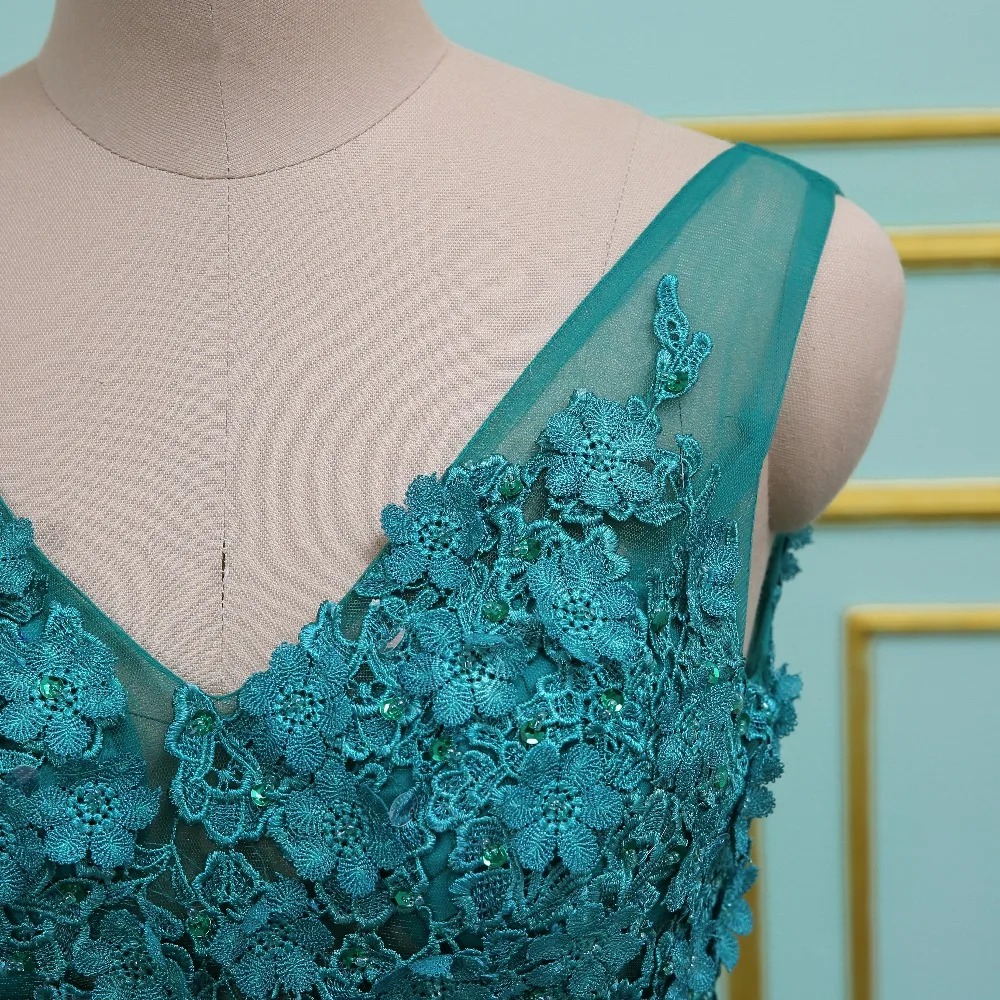 Платье для выпускного вечера с разрезом по бокам зеленое платье трапециевидной