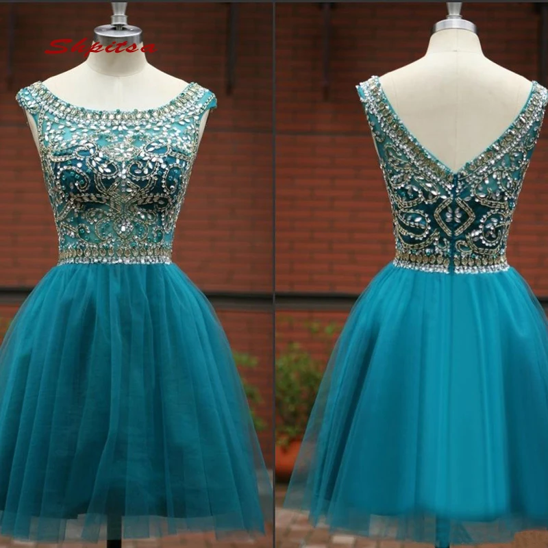 

Luxury Crystals Short Cocktail Dresses Party Homecoming Graduation Women Prom Plus Size Coctail Mini Semi Formal Dresses