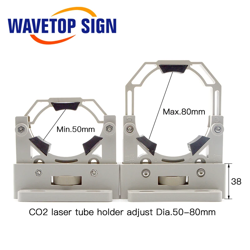 WaveTopSign CO2 держатель для лазерной трубки с поддержкой крепления гибкий пластик 50-80 мм для 50-180 Вт станок для лазерной гравировки и резки