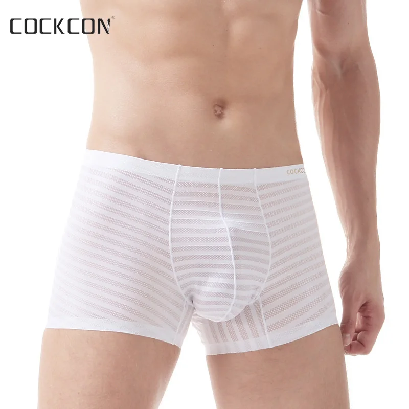 Cockcon мужские боксеры горячее Мужское нижнее белье 2017 ледяной шелк Cueca шорты U Pouch