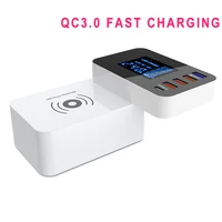 lcd display qi wireless charger quick charge qc 3 0 smart usb type c fast charging power adapter for iphone samsung uk us eu