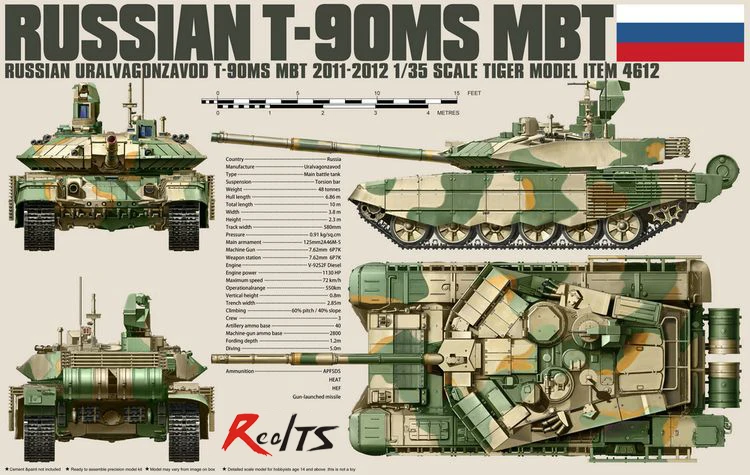 

RealTS Tiger Model #4612 1/35 Russian T-90MS MBT