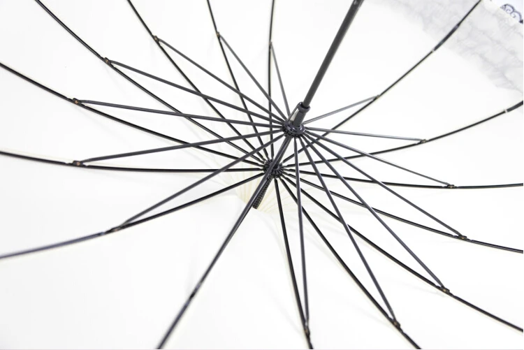 

Windproof Pagoda Straight handle Umbrella Lace Ruffle UV Sun Rain Parasol Pink