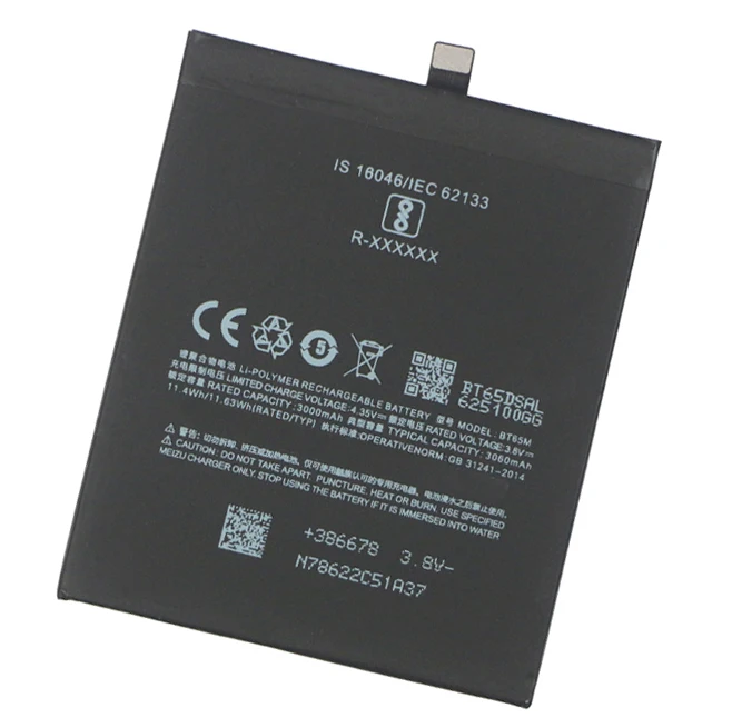 

2pcs/lot BT65M Cellphone Battery ForMEIZU MX6 3060mah Mobile Phone replacement Li-ion Battery