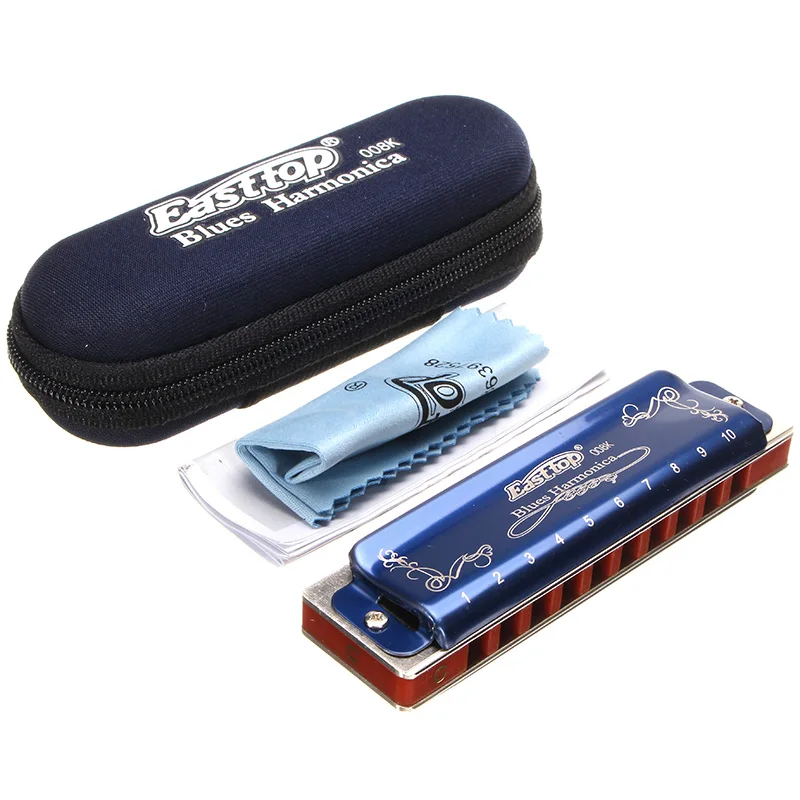 

East Top T008K 10 Hole Blues Harmonica Diatonic Tone C Mouth Organ Flute Blues Harmonica Musical Instruments For Beginner