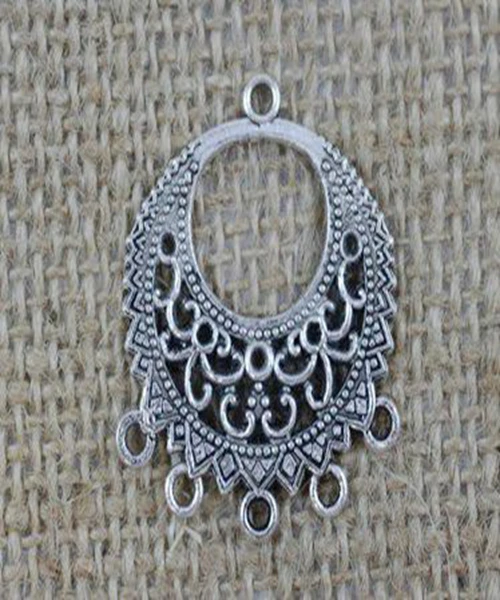 Round Five-hole Charm Pendants Vintage Silver For Drop/Dangle Earrings Fashion Jewelry Making Accessories DIY Gifts 10PCS A269 | Украшения