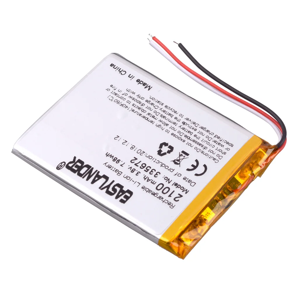 3 line 3.8v lithium ion rechargeable battery 335672 2100mah for china clone fake s7-edge G930 android phone DVR E-Book 355572 |