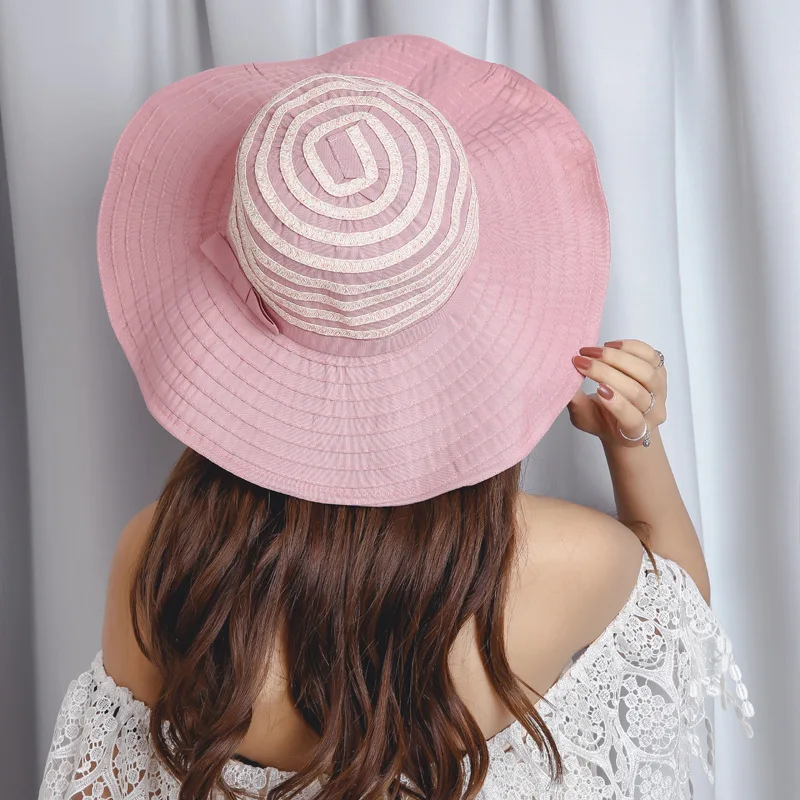 Cruoxibb Лето 2017 г. ВС шляпы для женщин лук узел твердого Hat Casquette УФ защита Beach Sun